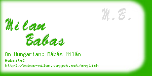 milan babas business card